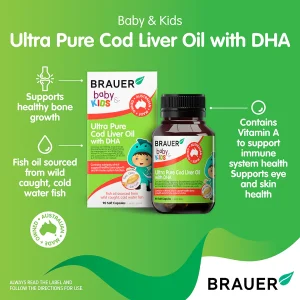 Alternative view of Brauer蓓澳兒 嬰幼兒鱈魚油(含DHA)膠囊(檸檬味) 90粒裝 (預購7-14天到貨)